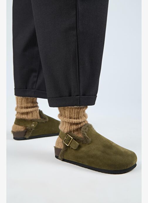 Manijero Haki Kadın Deri Sandalet MNJ.181.08 - Görsel 7