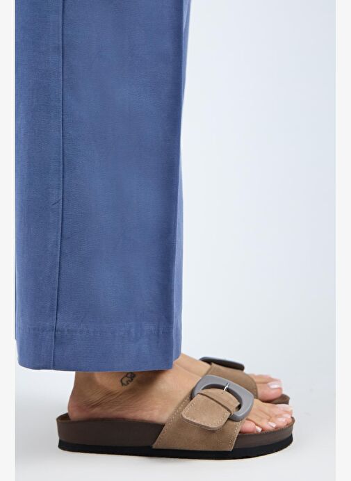 Manijero (Alandra 2 ) Kadın Hakiki Deri Tek Tokalı Vizon Terlik - Görsel 3