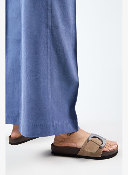 Manijero (Alandra 2 ) Kadın Hakiki Deri Tek Tokalı Vizon Terlik - Görsel 7