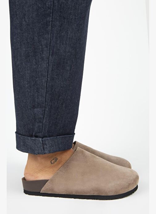 Manijero Ruzqahi Kadın Deri Hakiki Deri Düz Sabo Vizon Terlik - Görsel 2