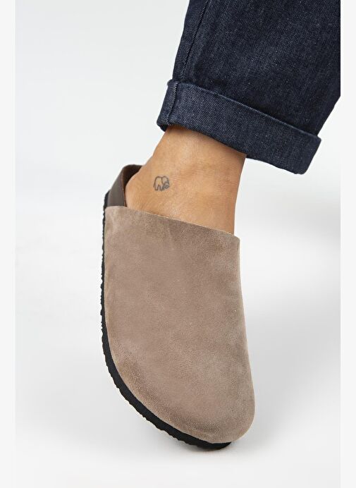 Manijero Ruzqahi Kadın Deri Hakiki Deri Düz Sabo Vizon Terlik - Görsel 5