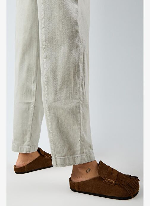 Manijero Madora Kadın Hakiki Deri Püsküllü Sabo Taba Terlik - Görsel 7