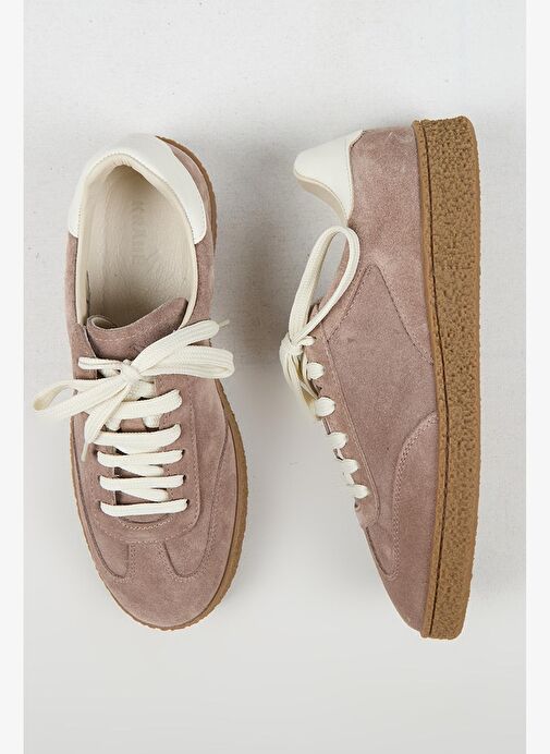 Krahe Palminteri 2 Erkek Hakiki Deri Bağcıklı Vizon -Ekru Sneakers - Görsel 2