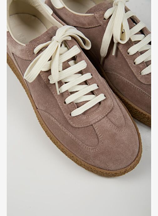 Krahe Palminteri 2 Erkek Hakiki Deri Bağcıklı Vizon -Ekru Sneakers - Görsel 4