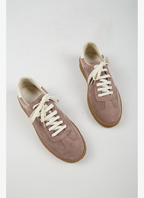 Krahe Palminteri 2 Erkek Hakiki Deri Bağcıklı Vizon -Ekru Sneakers - Görsel 6