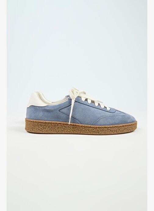 Krahe Palminteri 2 Erkek Hakiki Deri Bağcıklı Mavi-Ekru Sneakers - Görsel 3