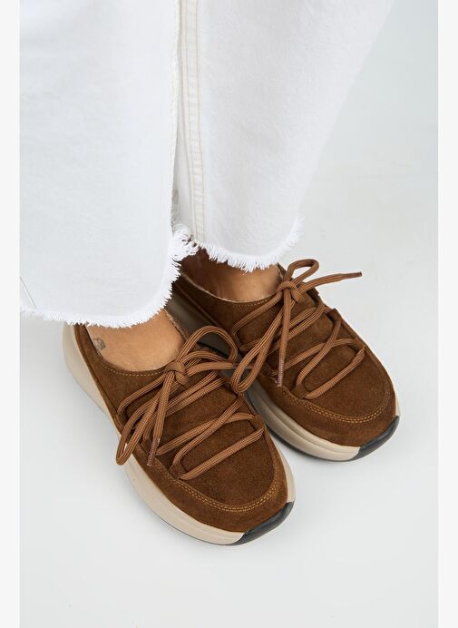 Manijero Koralia Kadın Hakiki Deri Sabo Taba Terlik - Görsel 4