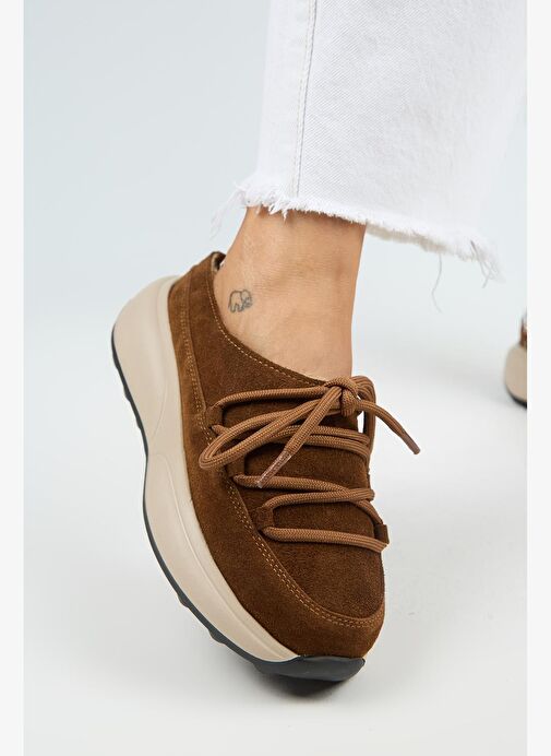 Manijero Koralia Kadın Hakiki Deri Sabo Taba Terlik - Görsel 6