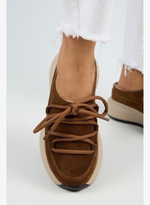 Manijero Koralia Kadın Hakiki Deri Sabo Taba Terlik - Görsel 7