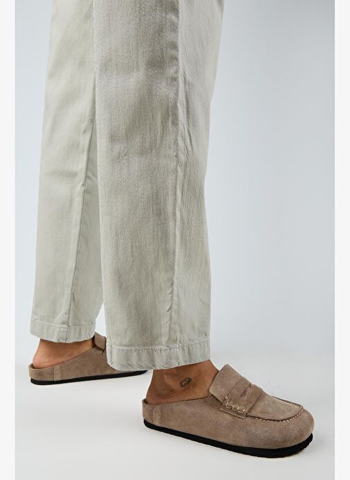 Manijero Ziva 2 Kadın Hakiki Deri Loafer Sabo Vizon Terlik - Görsel 6