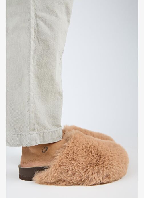 Manijero Gaye Kadın Peluş Düz Taba Terlik - Görsel 2