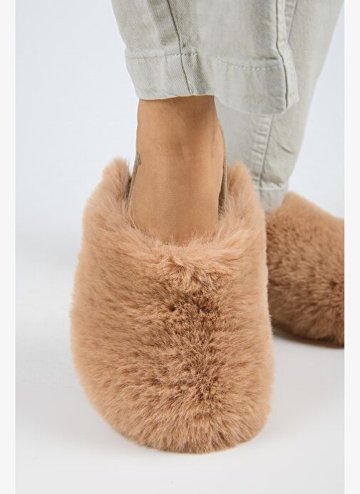 Manijero Gaye Kadın Peluş Düz Taba Terlik - Görsel 6