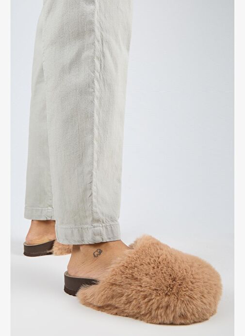 Manijero Gaye Kadın Peluş Düz Taba Terlik - Görsel 7