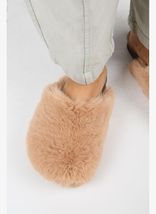 Manijero Gaye Kadın Peluş Düz Taba Terlik - Görsel 9