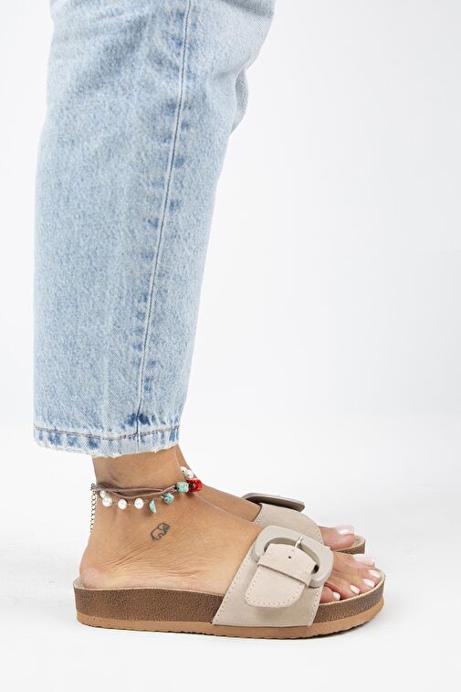 Manijero Bej Kadın Süet Terlik MNJ.001.02 - Görsel 3