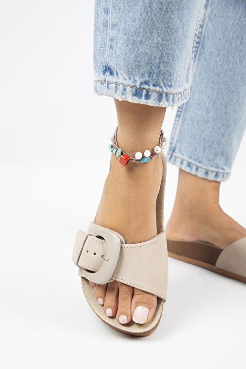 Manijero Bej Kadın Süet Terlik MNJ.001.02 - Görsel 7