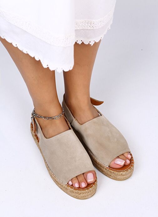 Manijero Bej Kadın Süet Sandalet MNJ.007.02 - Görsel 4