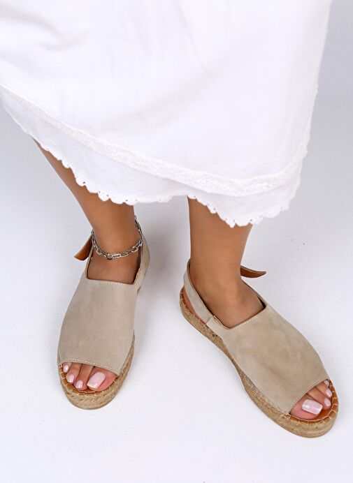 Manijero Bej Kadın Süet Sandalet MNJ.007.02 - Görsel 2