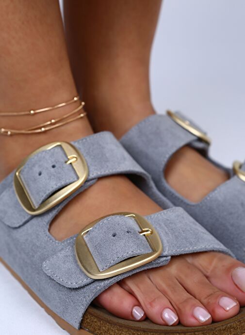 Manijero Gri Kadın Süet Terlik MNJ.010.05 - Görsel 4