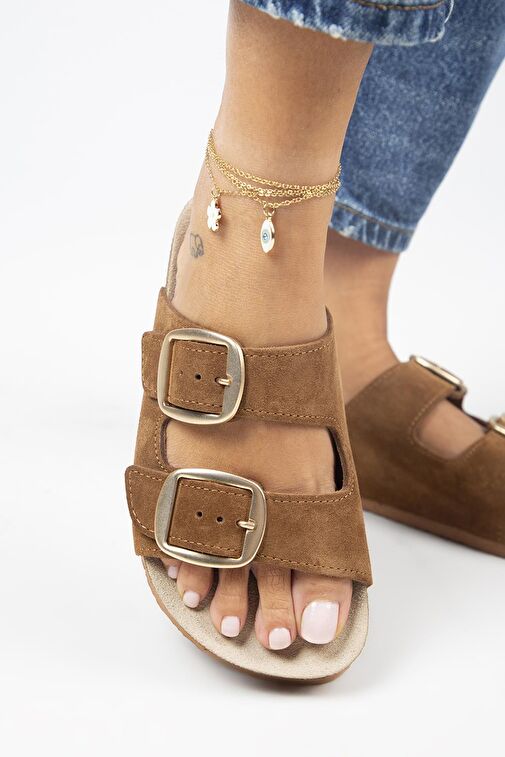 Manijero Taba Kadın Süet Terlik MNJ.010.08 - Görsel 6