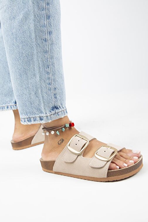 Manijero Bej Kadın Süet Terlik MNJ.010.09 - Görsel 7