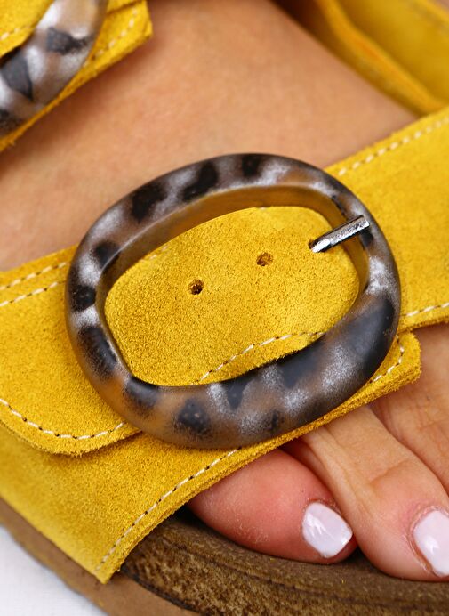 Manijero Sarı Kadın Süet Terlik MNJ.021.02 - Görsel 5