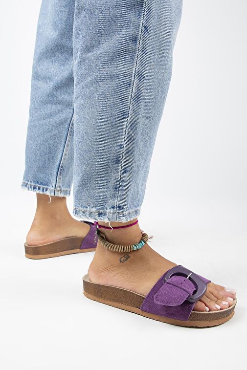 Manijero Mor Kadın Süet Terlik MNJ.001.04 - Görsel 7