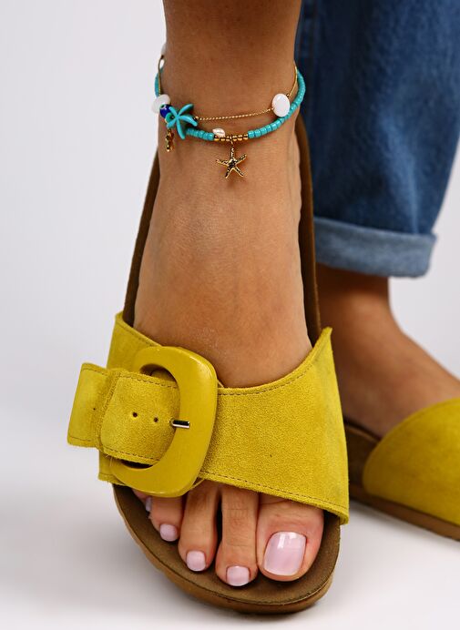 Manijero Sarı Kadın Süet Terlik MNJ.001.05 - Görsel 6