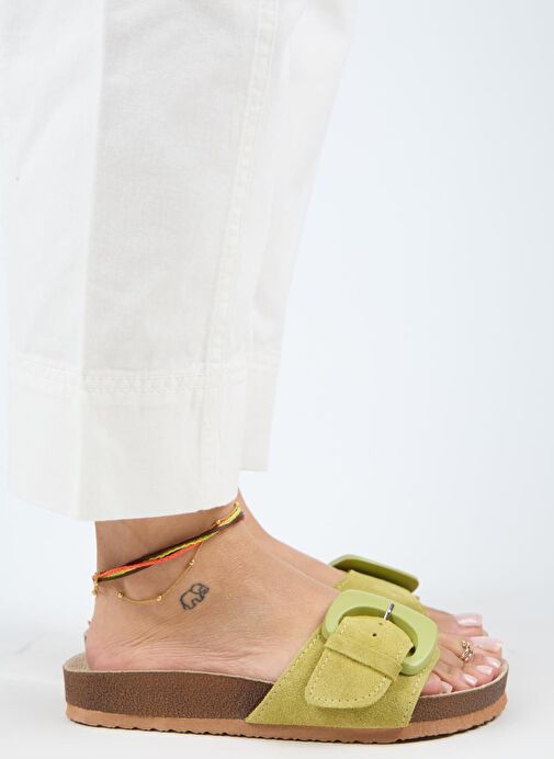 Manijero Yeşil Kadın Süet Terlik MNJ.001.07 - Görsel 3