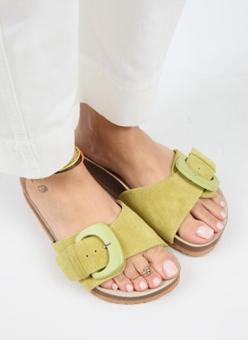 Manijero Yeşil Kadın Süet Terlik MNJ.001.07 - Görsel 4