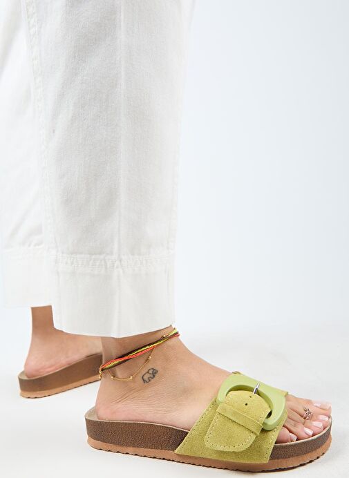 Manijero Yeşil Kadın Süet Terlik MNJ.001.07 - Görsel 7