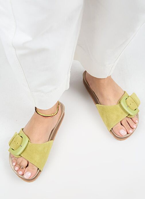 Manijero Yeşil Kadın Süet Terlik MNJ.001.07 - Görsel 8