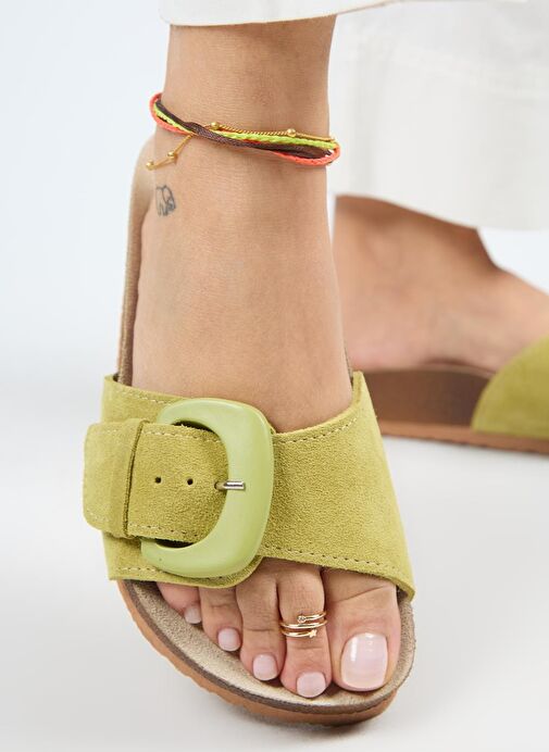 Manijero Yeşil Kadın Süet Terlik MNJ.001.07 - Görsel 2