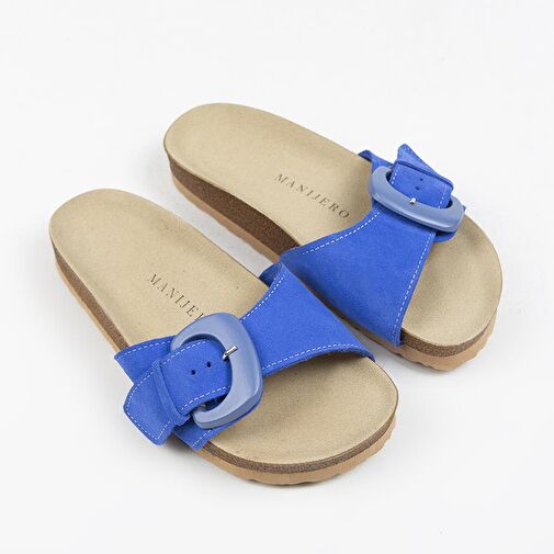 Manijero Mavi Kadın Deri Terlik MNJ.001.08 - Görsel 7