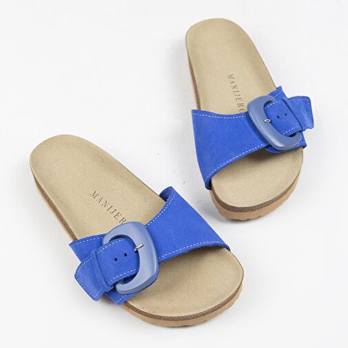 Manijero Mavi Kadın Deri Terlik MNJ.001.08 - Görsel 8