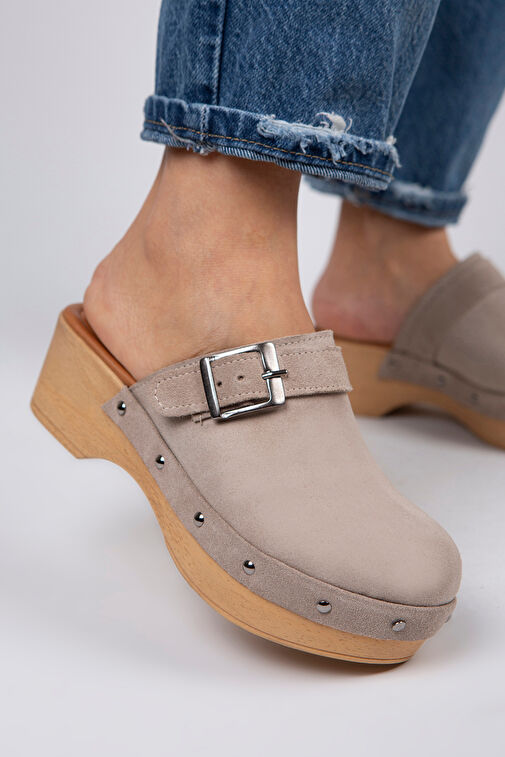 Manijero Martina Hakiki Deri Kadın Bej Takunya Terlik - Görsel 7