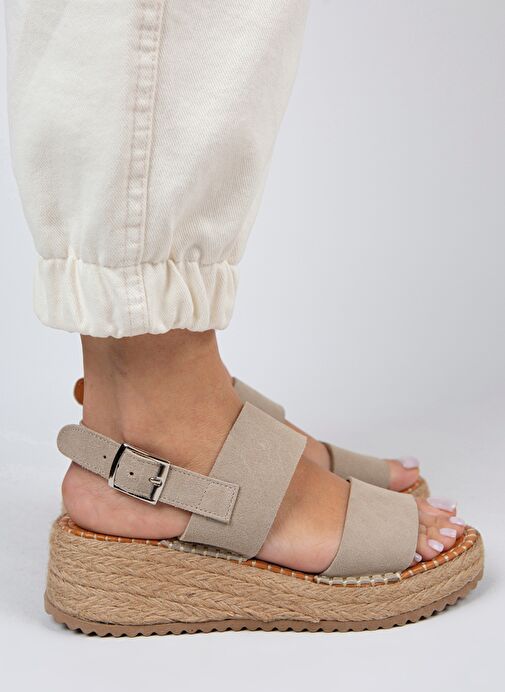 Manijero Bej Kadın Deri Espadril MNJ.026.01 - Görsel 4