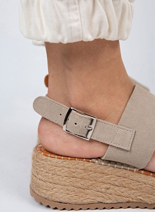 Manijero Bej Kadın Deri Espadril MNJ.026.01 - Görsel 5