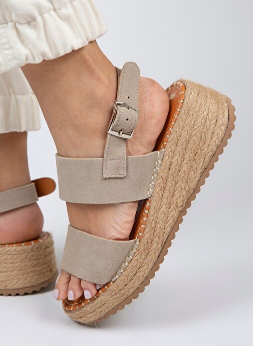 Manijero Bej Kadın Deri Espadril MNJ.026.01 - Görsel 8