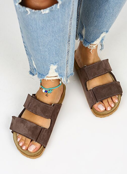 Manijero Kahverengi Kadın Süet Terlik MNJ.009.06 - Görsel 3