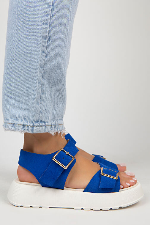 Manijero Mavi Kadın Süet Sandalet MNJ.032.06 - Görsel 2