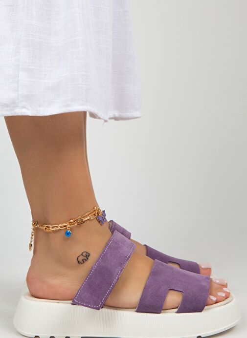 Manijero Lila Kadın Süet Terlik MNJ.031.05 - Görsel 3