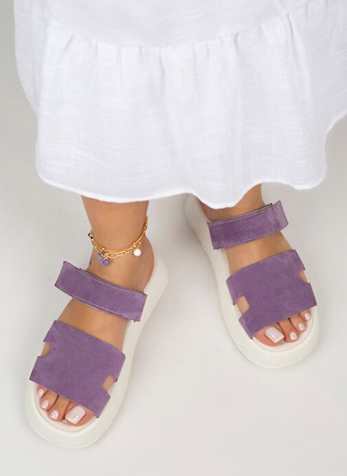 Manijero Lila Kadın Süet Terlik MNJ.031.05 - Görsel 2