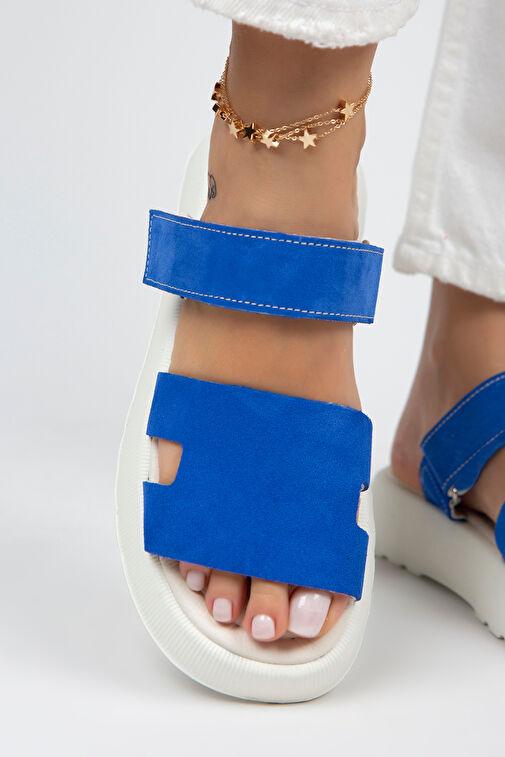 Manijero Mavi Kadın Deri Terlik MNJ.031.07 - Görsel 4