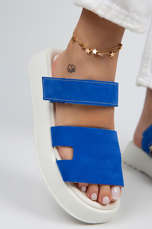 Manijero Mavi Kadın Deri Terlik MNJ.031.07 - Görsel 6