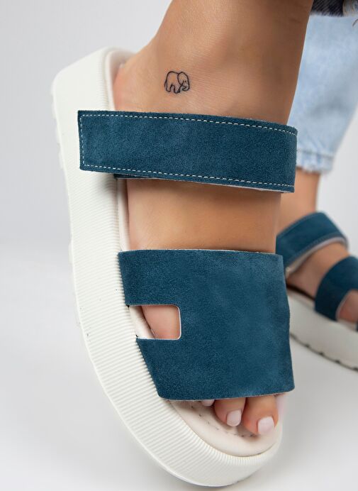 Manijero Petrol Kadın Süet Terlik MNJ.031.08 - Görsel 7