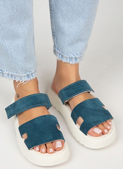 Manijero Petrol Kadın Süet Terlik MNJ.031.08 - Görsel 4