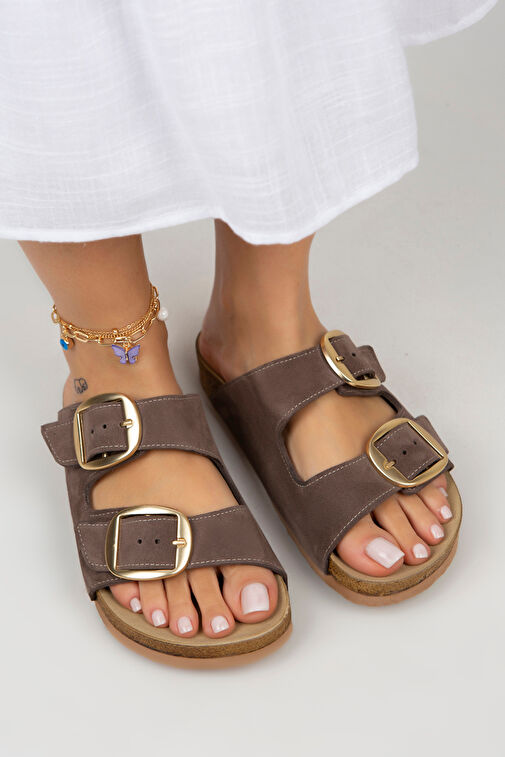 Manijero Kahverengi Kadın Süet Terlik MNJ.010.18 - Görsel 5