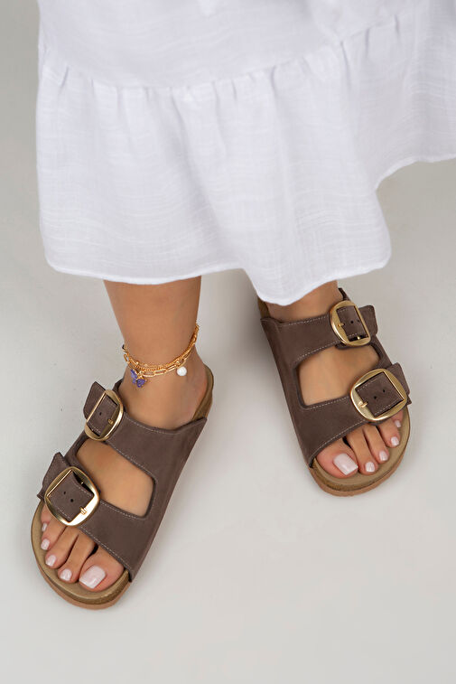 Manijero Kahverengi Kadın Süet Terlik MNJ.010.18 - Görsel 4