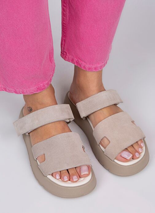 Manijero Bej Kadın Deri Terlik MNJ.031.10 - Görsel 4